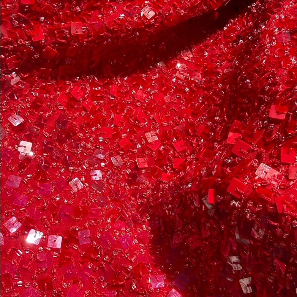 Scala gorgeous Red Sequin Dress evening gown side slit - Picture 9 of 14